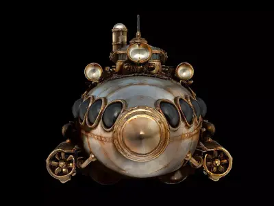 Steampunk Submarine Brass Deep Sea Explorer Game 3D print model