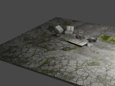 Scene Abandoned Low-poly 3D model
