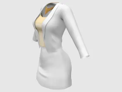White Elegant Business Outfit Low-poly 3D model