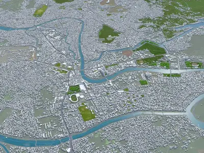 Srinagar Jammu and Kashmir India 30km AI Low-poly 3D model