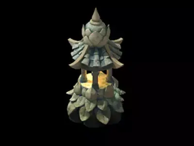 Game Model - Kashayana Buddha Forest Stone Lamp 01 3D model