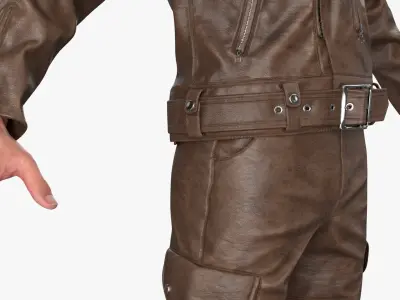  Male Rocker in Outfit Leather Brown Fur 