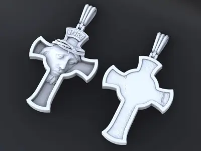 Cross with the image of Jesus cnc model or  3D print model