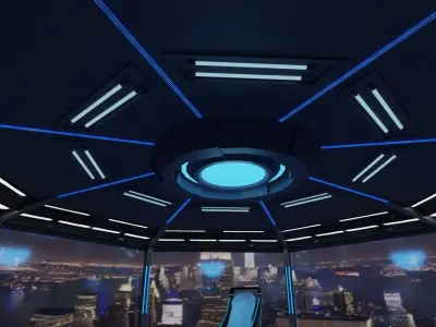 Sci-fi Futuristic Room Interior Low-poly 3D model