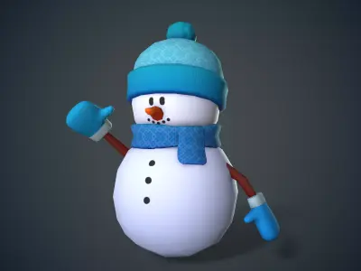 Cute Snowman  Low-poly 3D model