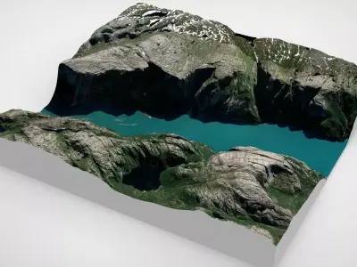 Mountain landscape Kjerag Norway 3D model