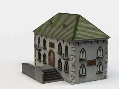 Building stone with roof Low-poly 3D model