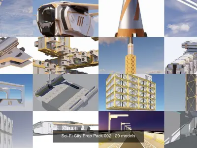 Sci-Fi City Prop Pack Futuristic Cyberpunk 3D Assets 002
