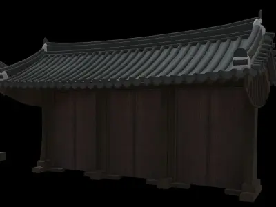 Korean Traditional Houses Hanok 03 with 11 modelings Low-poly 3D model