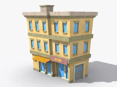 Cartoon Building x1 Low-poly 3D model