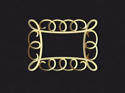 mirror metal frame with swirls 3D model