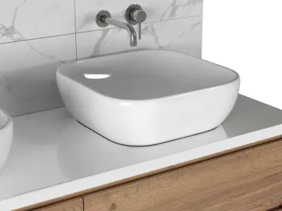 Bathroom furniture Vanity Cabinet with washbasins 3D model