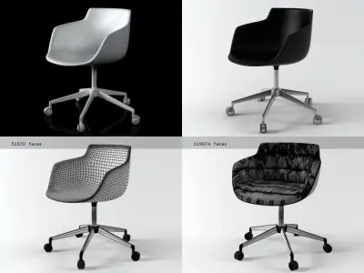 Flow armchair 5-star base 3D model