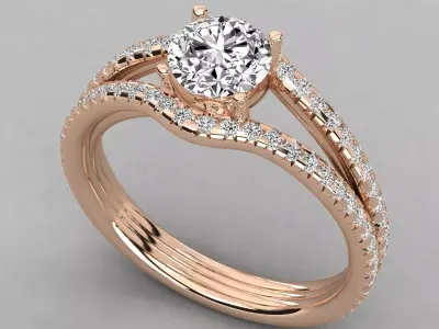 Women Light Weight Solitare Diamond Wedding Ring   37 3D print model