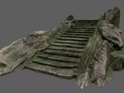 Stairs set of made from rocks Low-poly 3D model