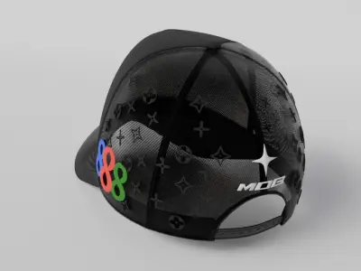 Trucker hat 3D mockup Wire back Low-poly 3D model