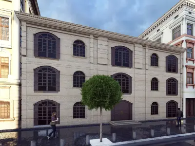 Classic stone facade-Building Classic Facade Element 3D model get