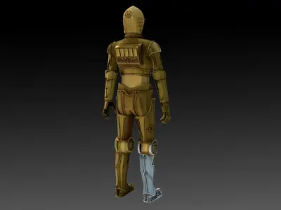 C3PO 3D Model  Humanoid AI Star Wars Low-poly 3D model