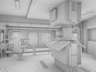 Starship Command Center PBR High Poly 2 3D model