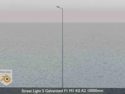 Street Light 5 Galvanized F1 M1 K0 A2 10000mm  Low-poly 3D model