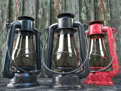 Old Glass kerosene Lamp 3D model