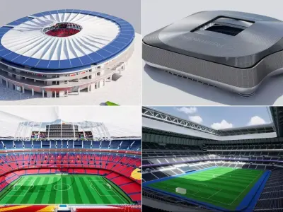 Santiago bernabeu and Camp nou Stadiums 3D Model Pack