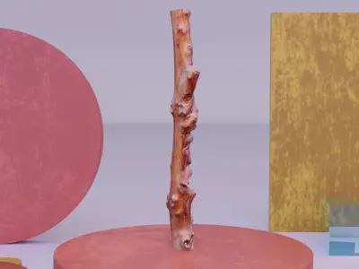 Wood sculpture old man 02 high-poly 3D model