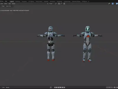Futuristic Armored Space Soldier  T-Pose Low-poly 3D model
