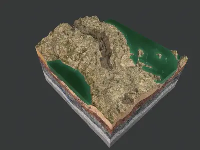 mountain structure Low-poly 3D model