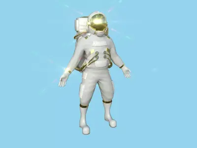 Astronaut Outfit 07 - White Gold - Character Design Fashion Low-poly 3D model
