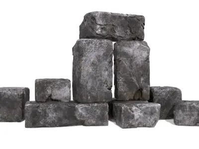 Stones rock set 01 Four high-detailed pieces - 3 colors Low-poly 3D model