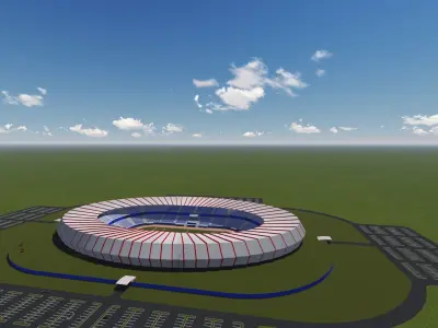 Stadium soccer Low-poly 3D model