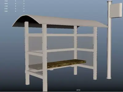 Low poly bus stop Free 3D model