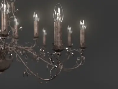 Antique Bronze Chandelier 3D model