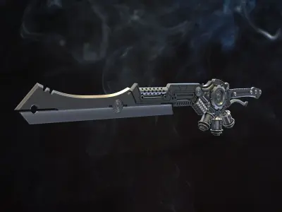 sword steampunk 2 gear 3D print model 3D print model 3D print model