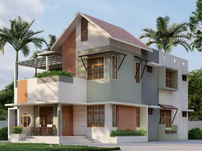 Premium modern 2 storey house file 3D model