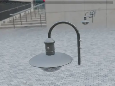  Street Light -7- Matt Black Version -For Walls- Low-poly 3D model