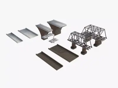 a set of railway bridges Low-poly 3D model