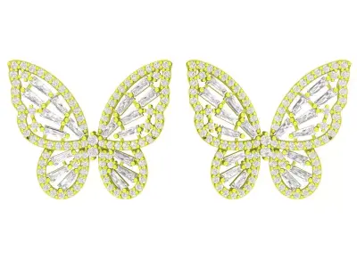 Luxury Butterfly Diamond Stud Earrings Design for Women 7290 3D print model