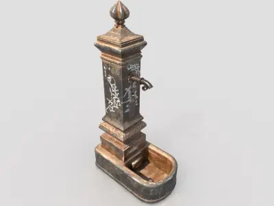 Public Fountain with graffiti 3D model