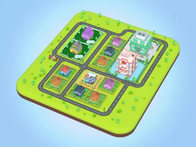 Cozy Town Life Low-poly 3D model