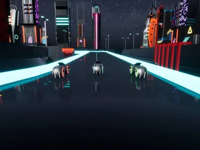 Cyberpunk Race Town Low-poly 3D model