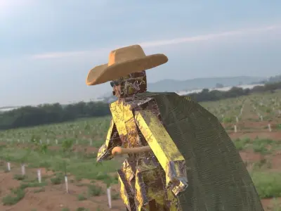 Cowboy Droid Low-poly 3D model