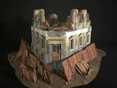 Enviro Building Ruined House Game Asset Low-poly 3D model
