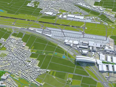 Stuttgart Airport 10km Low-poly 3D model
