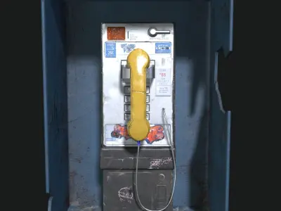 Payphone with graffiti Low-poly 3D model