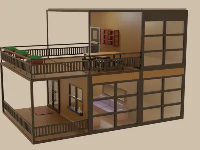 Prefab House Design Free low-poly 3D model