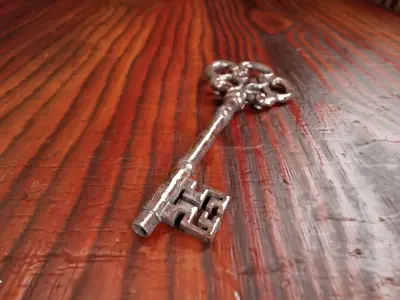 Ornamental Antique Key Low-poly 3D model