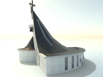 Modern church - exterior interior 3D model
