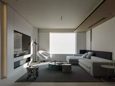 Modern living and dining room 3D model purchase
